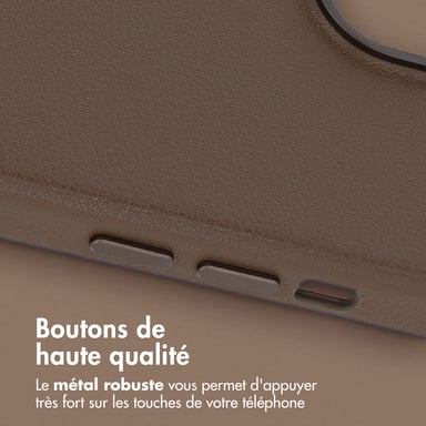 Accezz Coque arrière en cuir avec MagSafe pour Apple iPhone 15 - Marron café