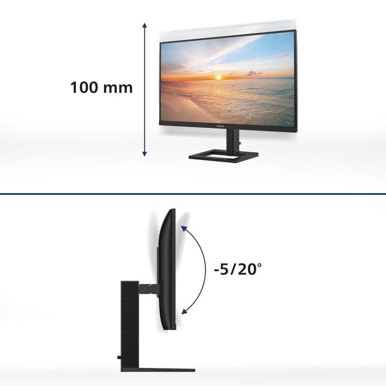 Philips Monitors 27E1N1800AE Moniteur Ultra HD 27 Pouces Haut parleurs Hauteur réglable HDR10 3840x2160 60 Hz HDMI 2.0 DisplayPort 1.4 - vue 4