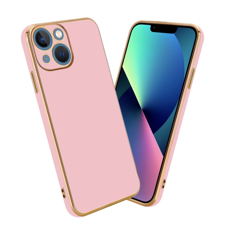 Funda para Apple iPhone 14 PLUS en rosa brillante - Funda protectora dorada  Funda de silicona TPU flexible con protección para la cámara - Cadorabo