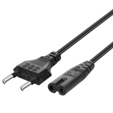 LinQ Cable de alimentación Euro a C7 para PC, monitor y consolas 1,5 m. Negro