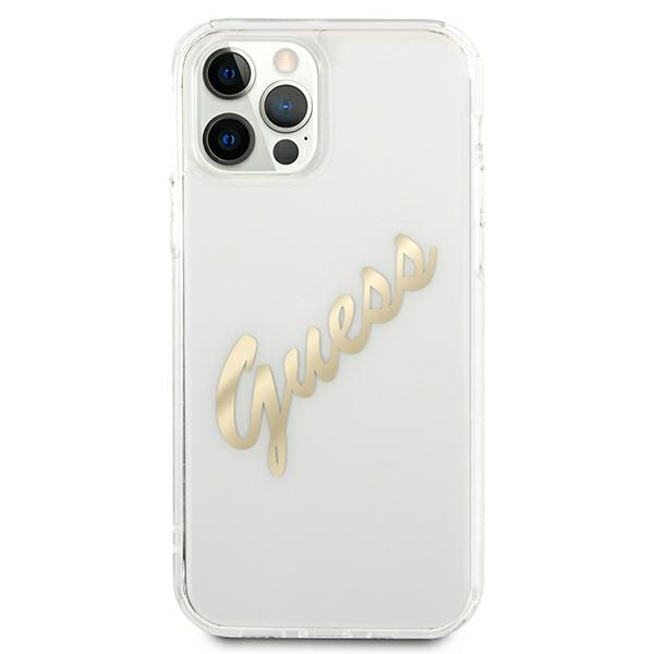 Étui Guess Pour Iphone 12 12 Pro 6.1 Coque Rigide Finition Or Transparente - vue 2