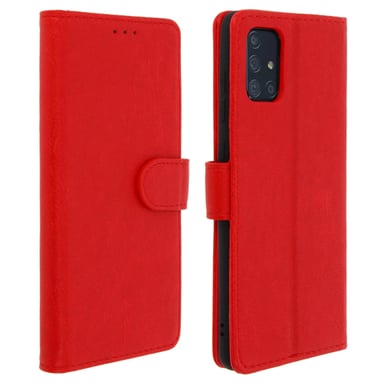 Étui pour Samsung Galaxy A71 Housse Intégrale Porte-cartes Fonction Support Rouge