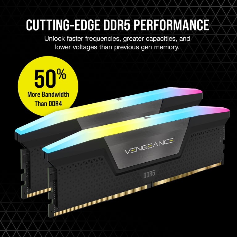 Corsair Vengeance RGB CMH64GX5M2B5600C40 module de mémoire 64 Go 2 x 32 Go DDR5 288-pin DIMM - Neuf