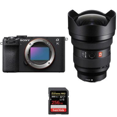 Appareil photo hybride Sony A7C II Noir + FE 12-24mm f/2.8 GM + 1 SanDisk 256GB Extreme PRO UHS-II + Ebook ''20 astuces pour des images qui claquent''