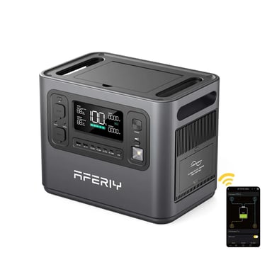 AFERIY P210 estación de energía 2400W 2048Wh - 13 puertos de salida - 10 años de duración de batería - UPS de 10 ms - funcionamiento silencioso de 35 dB - gris
