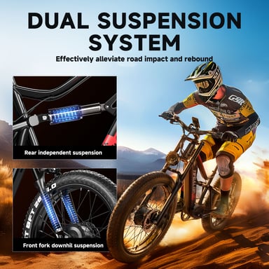 Vélo électrique Tifgalop ES7 Pro à double moteur 26 pouces 1500W 52V21AH VTT tout suspendu