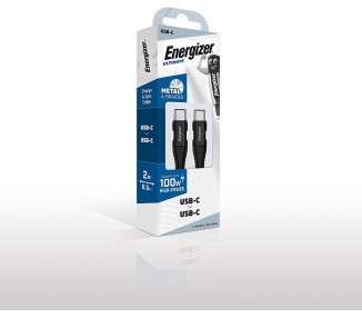 ENERGIZER USBC/USBC CAVO METALLICO 100W 2M BK