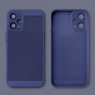 Moozy VentiGuard Coque de téléphone pour Xiaomi Redmi Note 12 Pro 5G, Bleu – Housse respirante avec motif perforé pour la circulation de l'air, ventilation, anti-surchauffe