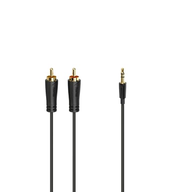 Câble audio, connecteur jack 3,5mm,2 fiches RCA mâles,stéréo,doré,1,5m