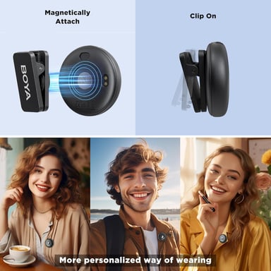 Microfono wireless Boya Omic-D per iPhone con clip magnetico e audio HD