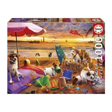 Puzzle - EDUCA - Perros Jugando en la Playa - 1000 piezas - 68 x 48 cm - a partir de 12 años