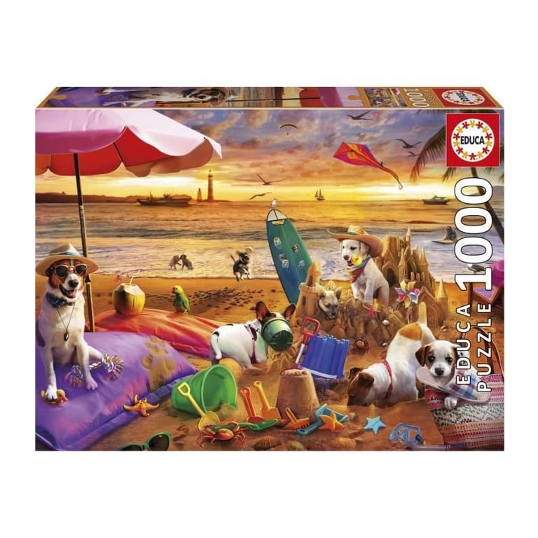Puzzle EDUCA Chiens Jouant à la Plage 1000 pièces 68 x 48 cm À partir de - vue 7