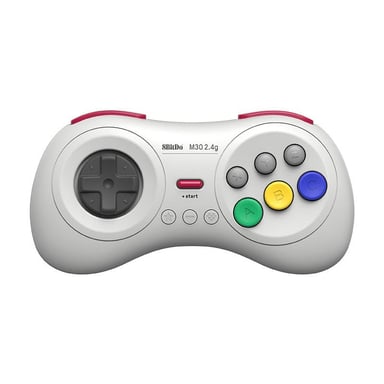 Mando inalámbrico de 8 botones 8bitdo, Blanco/Blanco compatible con Switch, Sega Genesis mini & Mega Drive mini