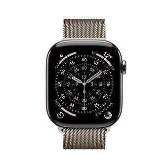 Apple Watch Series 11 GPS + Cellular 46mm Boitier en Titane Naturel avec Natural Milanese Loop - S/M
