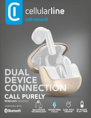 Cellularline Call Purely Auriculares Bluetooth con funda de carga y función ENC