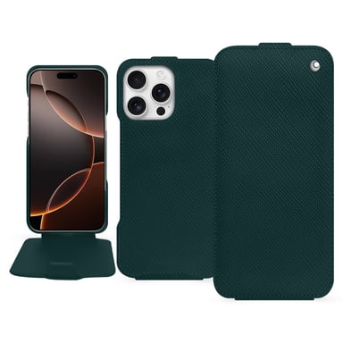 Housse cuir Apple iPhone 16 Pro -  - Vert - Cuir saffiano
