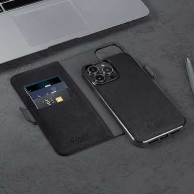 Robusta funda y carcasa magnética 2 en 1 para Apple iPhone 15 Pro Max, negro ónix