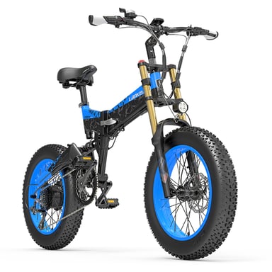 LANKELEISI X3000 Plus Bicicleta eléctrica 20'' Neumáticos 1000W Motor 48V 17.5Ah Batería-azul