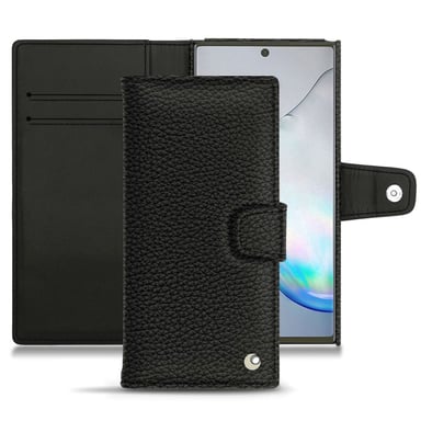 Funda de piel Samsung Galaxy Note10 - Solapa billetera - Negro - Piel granulada