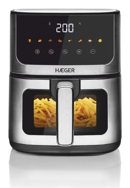 Haeger AF-D47.005A friteuse Unique 4,7 L Autonome 1200 W Friteuse d'air chaud Noir, Argent