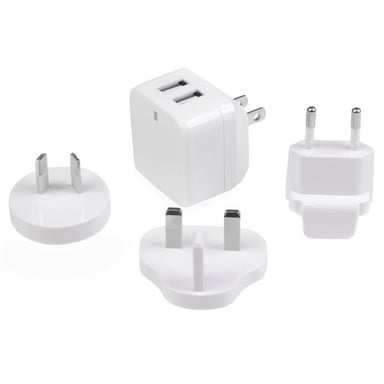 Cargador de pared de 2 puertos USB StarTech.com - Alta potencia 17W / 3,4A - Cargador de viaje internacional - Blanco