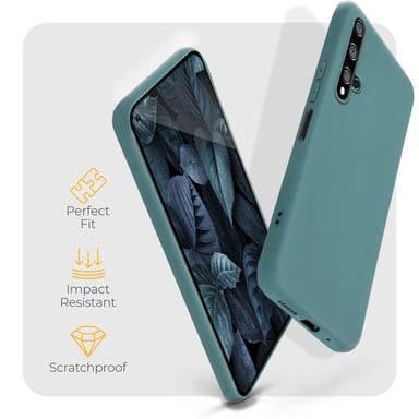 Moozy Minimalist Series Coque en silicone pour Huawei Nova 5T et Honor 20, bleu gris – Finition mate fine et souple en TPU