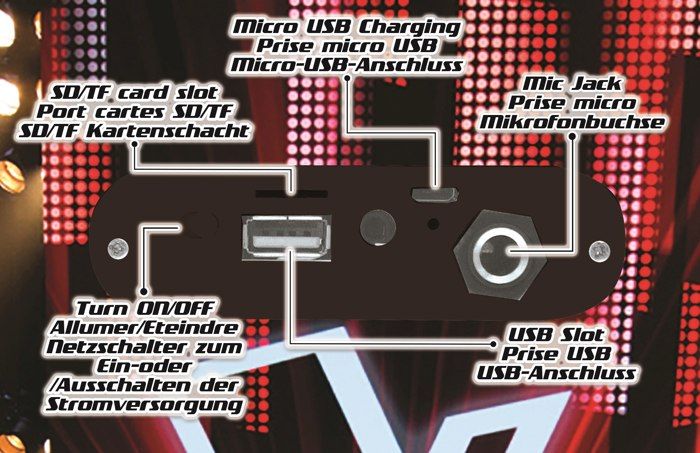 Enceinte Tendance Bluetooth portable avec micro et effets lumineux The Voice Neuf - vue 2