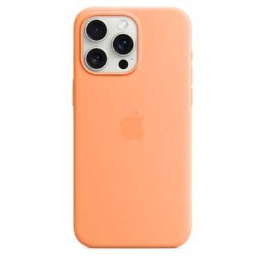 Coque en silicone avec MagSafe pour iPhone 15 Pro Max Sorbet à l orange