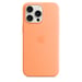 Coque en silicone avec MagSafe pour iPhone 15 Pro Max Sorbet à l orange