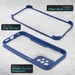 Moozy Case 360 para Samsung A23 5G/4G - Funda transparente con borde azul, protección completa de doble cara, funda con protector de pantalla integrado