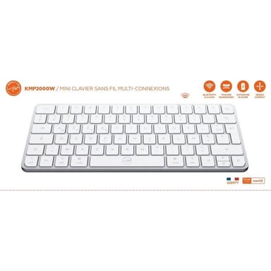 Miniteclado - Teclas planas - KMP2000W - AZERTY - FR - Multiconexiones - Blanco