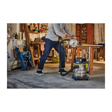 Ryobi Aspirateur eau et poussière 18V ONE+ - cuve inox 18 L - 114 kPa + flexible 18 m & accessoires - R18WDV-0 Gris - vue 6