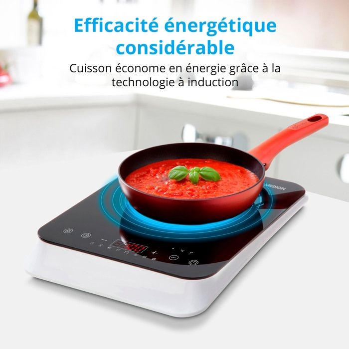 Plaque Induction Posable MEDION MD18490 1 Foyer 60240°C 8 Programmes 29 x P 36 x H 6 cm - vue 5