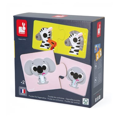 Puzzle educativo in 2 pezzi: Oppositi con animali divertenti