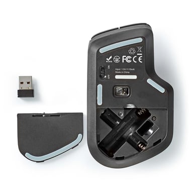 Nedis Ratón inalámbrico de 6 botones con botón de encendido/apagado ajustable de ppp Negro