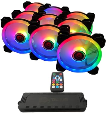 TALIUS TAL-PACK09-BLK sistema de refrigeración para ordenador Carcasa del ordenador Refrigerador de aire 12 cm Negro 9 pieza(s)