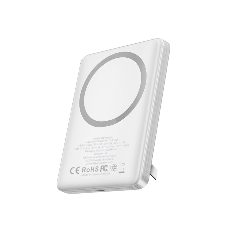 Batterie de Secours 5.000 Mah avec Fonction Stand Magsafe Induction Out + USB c inOut + Anneau Magsafe Jaym Neuf - vue 2