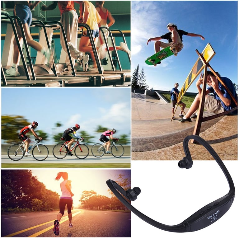 Auriculares inalámbricos MP3 Sport Micro SD Music Player Running Bike  Mountain Bike Wma Wav Negro YONIS - Yonis