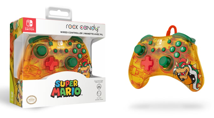 Rock Candy: Lemon Bomb Bowser Vert, Translucide, Jaune USB Manette de jeu Analogique/Numérique Nintendo Switch, Nintendo Switch Lite, Nintendo Switch OLED