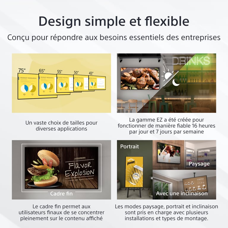 Sony Bravia Professional Displays FW-75EZ20L - Classe de diagonale 75  EZ20L Series écran LCD rétro-éclairé par LED - signalisation numérique - Android TV - 4K UHD (2160p) 3840 x 2160 - HDR - Direct LED - noir hairline - Neuf