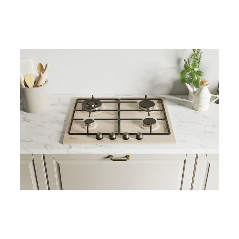 Plateau De Cuisson Gaz Candy CHW6BRAV4WGT – 4 Foyers, Grilles Émaillées, Double Couronne - vue 3