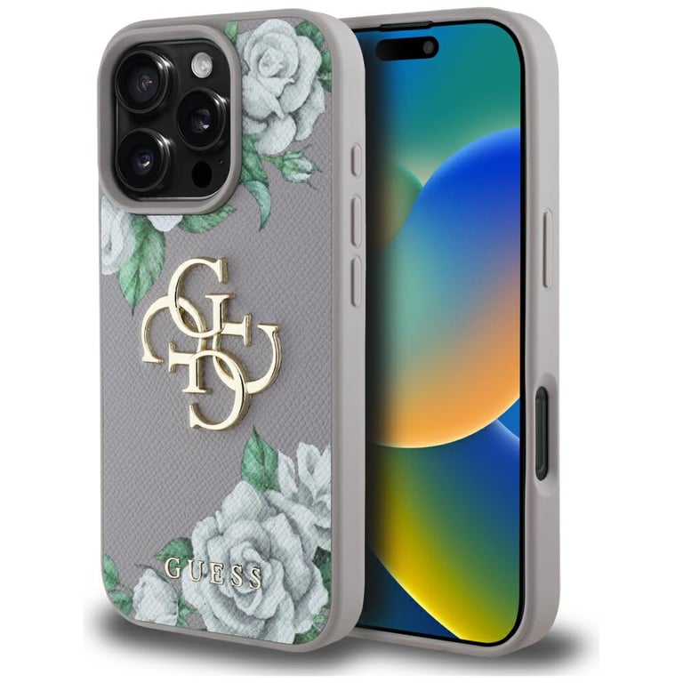 Coque Guess Hardcase 4G Grained Roses Big Logo pour iPhone 16 Pro Max - vue 4
