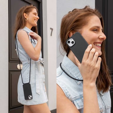 imoshion Coque en silicone avec cordon pour Apple iPhone 14 - Noir