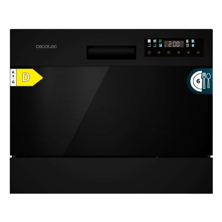 Cecotec Lave vaisselle Compact Libre Installation 6 couverts Bolero Aguazero 2300 . 8 programmes Classe D Panneau tactile couleur Départ différé Fonction prélavage Dry+ Germ Shield