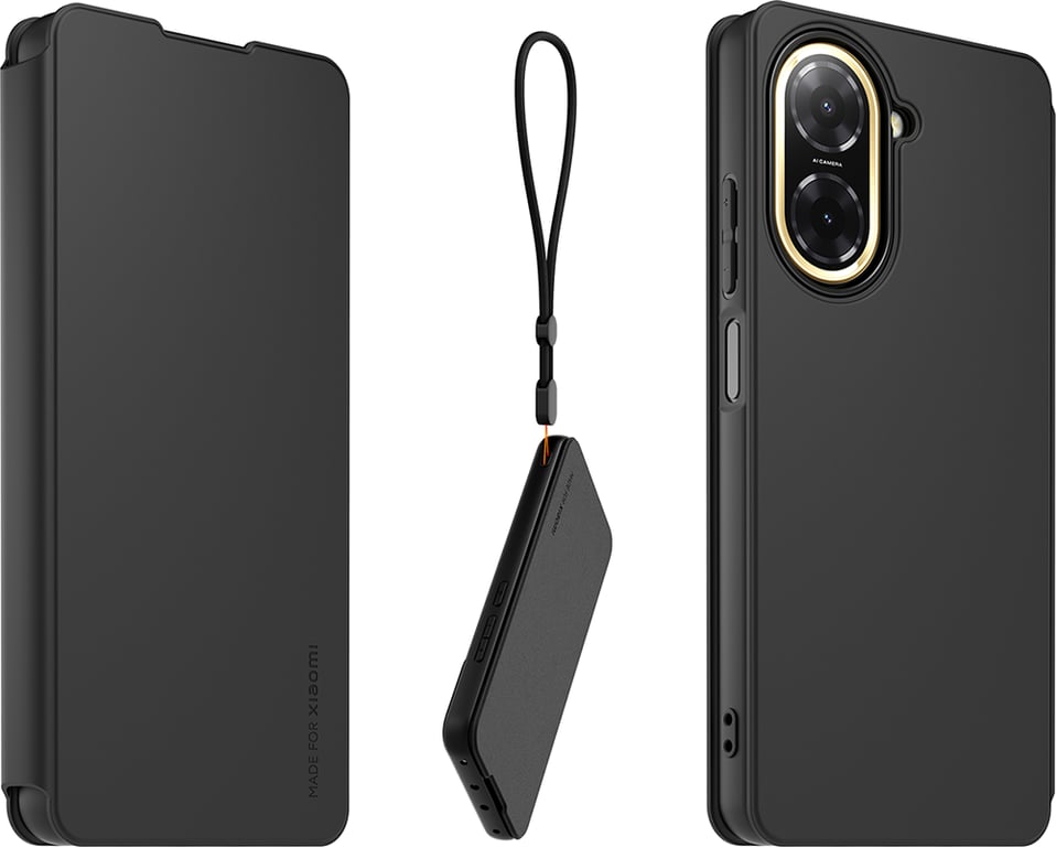 Pack 2 en 1 Folio Xiaomi Redmi 15 4G / 5G Noir + Dragonne Made for Xiaomi Made For Xiaomi - Neuf