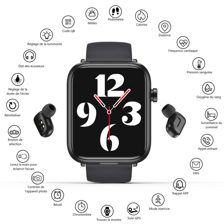 Montre Connect e Bluetooth Multifonctions couteurs Int gr s
