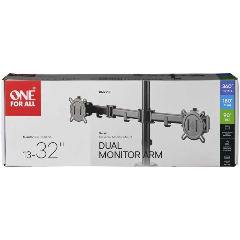 Support moniteur Smart ONE FOR ALL Vesa 100 Double Bras 13 et 32 8kgs max Hauteur réglable - vue 7