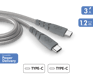 Câble Ultra-renforcé USB C/USB C 1,2m 3A Garanti à vie Gris - 100% Plastique recyclé Force Power