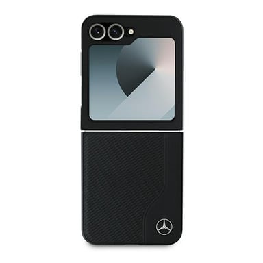 Étui Mercedes pour amsung Z Flip6 F741 noir Leather Wood Imitation MagSafe