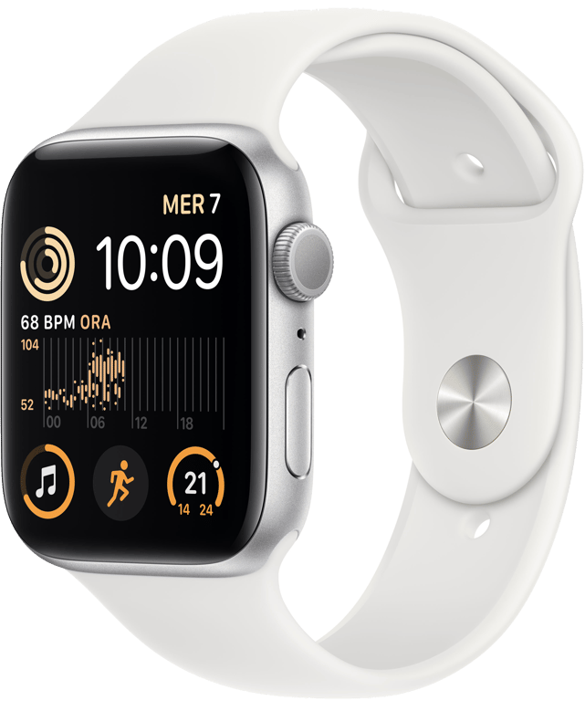 Apple Watch SE OLED 44 mm Argent GPS (satellite)